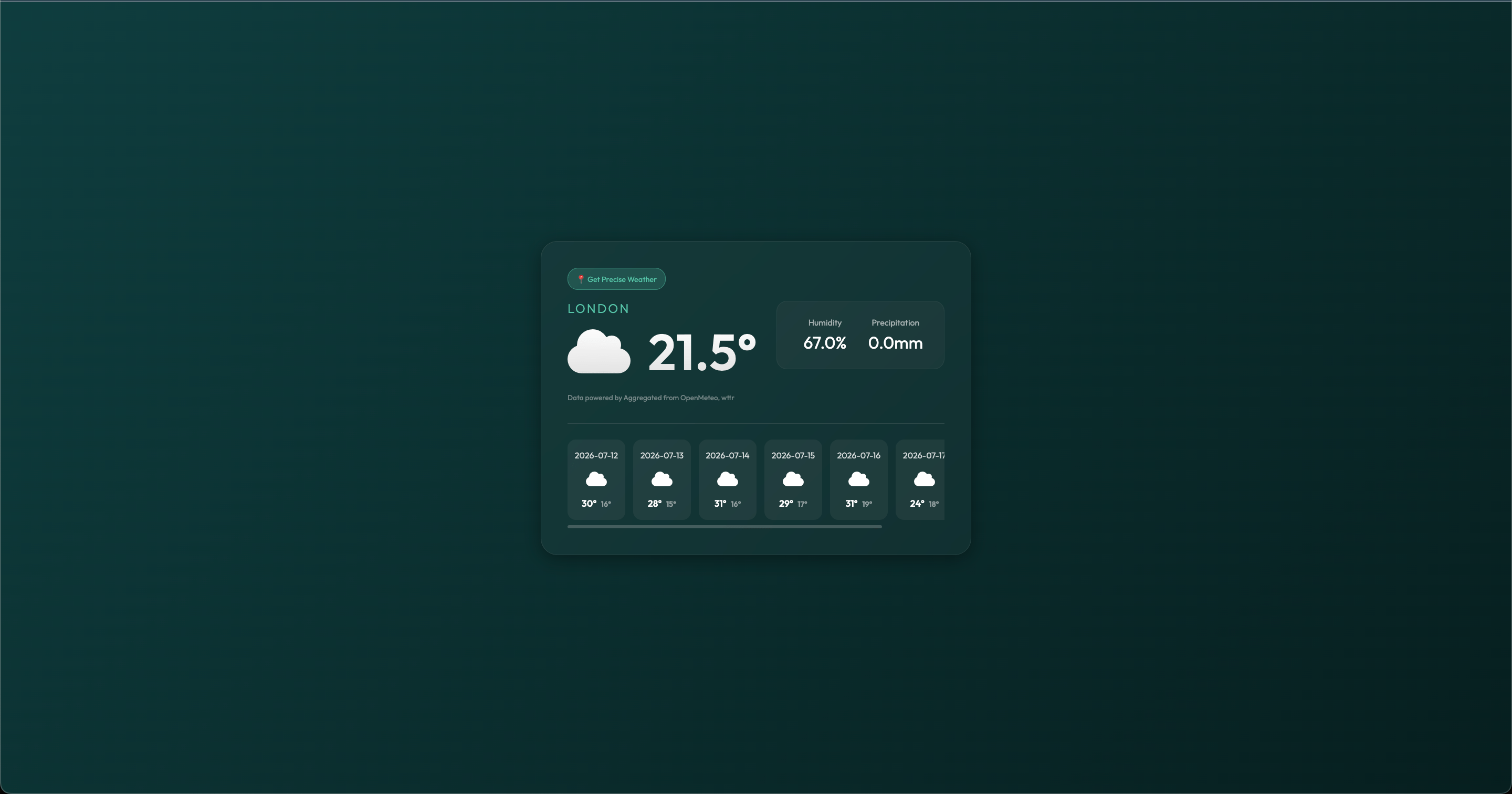 Weather Aggregation Service project screenshot